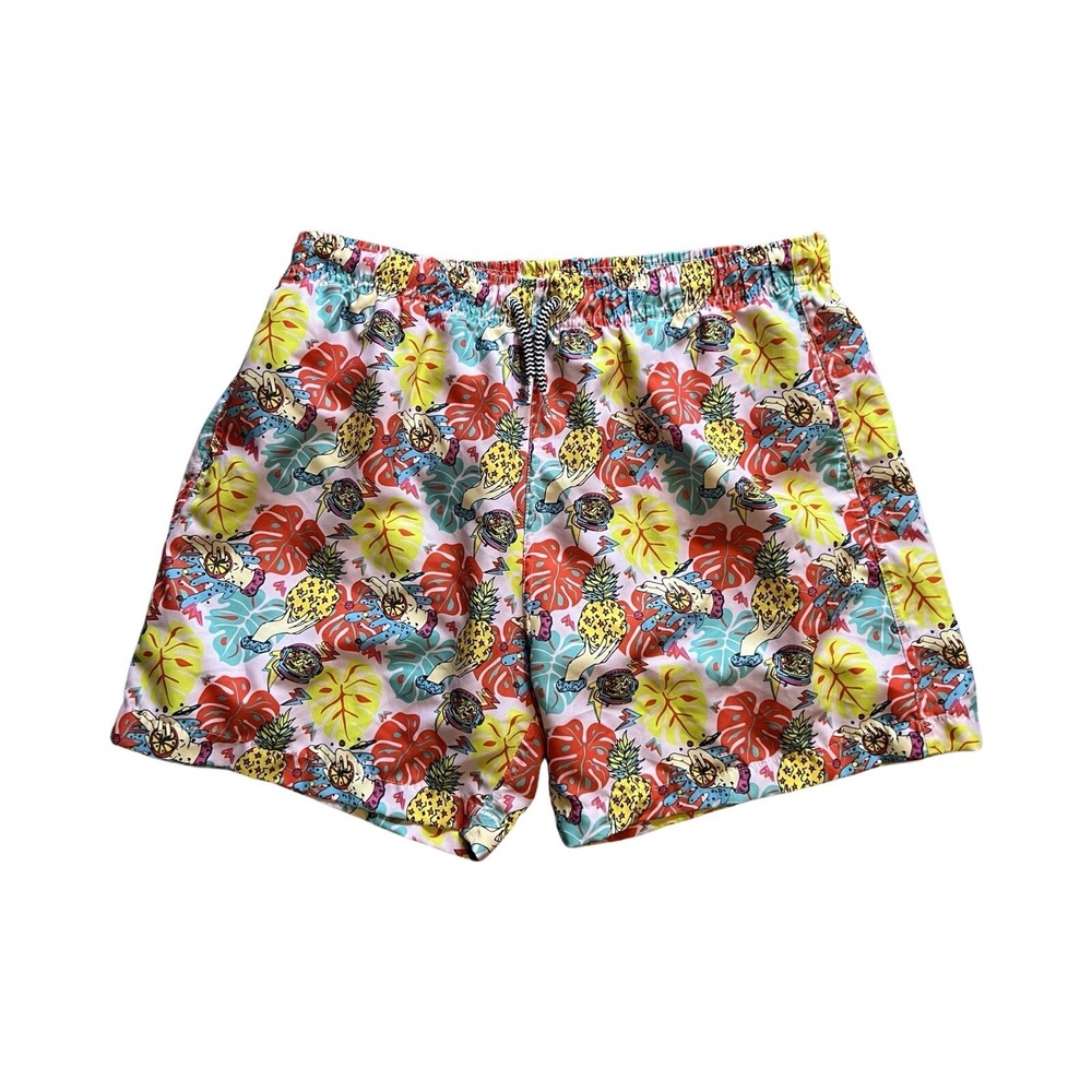 Boardies Apparel Mens XL Swim Trunks Pink Tropical Pineapple Surrealist Print‎